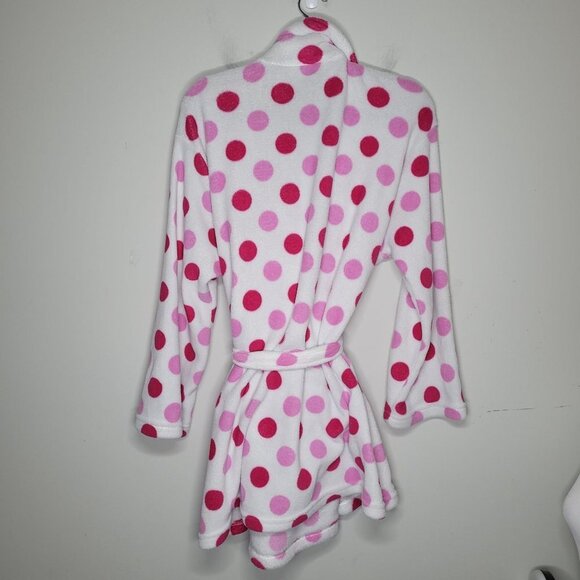 Ulta L XL white plush with pink and red polka dot robe with belt - Picture 7 of 8